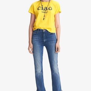 MOTHER Denim High Waisted Rascal Ankle Slit Flip in Double Shot Espresso